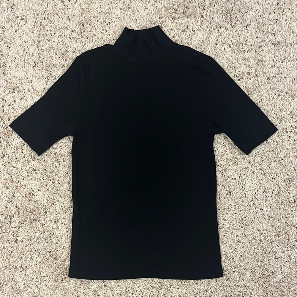 LOFT Black Ribbed Turtleneck Top